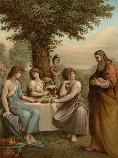 Abraham baví anděly od Lodovico after Carracci