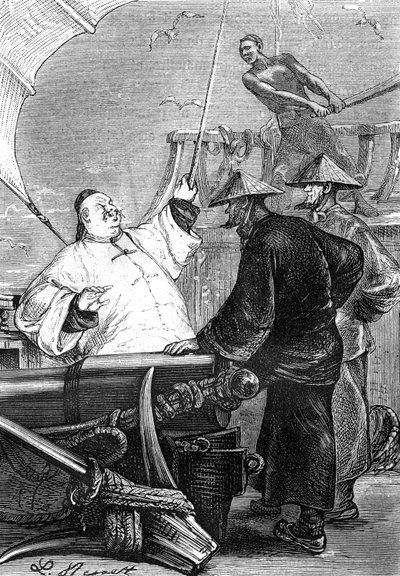 Kresba Leona Benetta z knihy Julese Verna "Útrapy Číňana v Číně" - Hetzelovo vydání / Podivuhodné cesty 1879. od Léon Benett