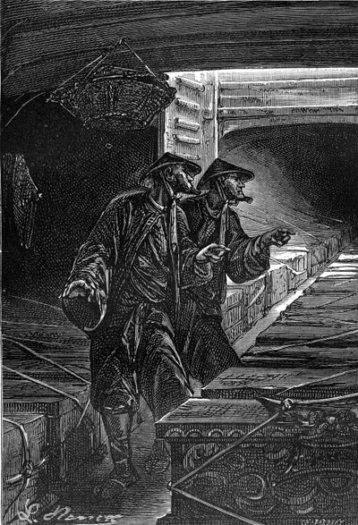 kresba Leona Benetta z knihy Julese Verna "Útrapy Číňana v Číně" - vydání Hetzel. Mimořádné cesty 1879. od Léon Benett