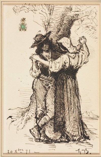 Pár dvoření u stromu, 1871. od Léon Bonnat