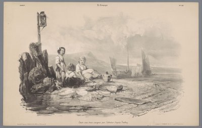 Tři děti si hrají v zátoce Zobrazení venkovského života (název série) La kampaň. Etudes varieés aux deux Pastelky (název série na objektu) od Léon Jean Baptiste Sabatier