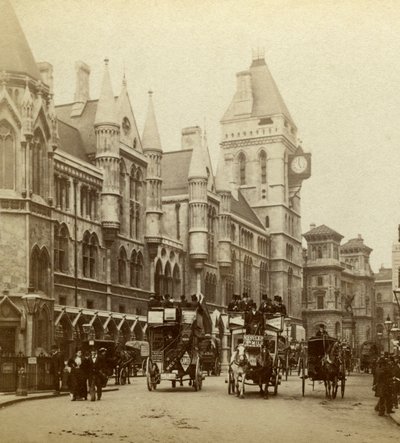 Law Courts, Strand, Londýn, konec 19. století. od London Stereoscopic and Photographic Co