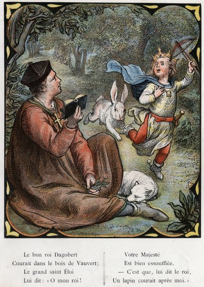 Ilustrace Lorenze Frolicha (1820-1908) k populární písni „Dobrý král Dagobert““. Edice J. Hetzel. Kolem 1880. od Lorens Frolich