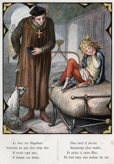 Ilustrace Lorenze Frolicha (1820-1908) k populární písni „Dobrý král Dagobert““. Vydání J. Hetzel. Kolem roku 1880. (Bolest zubů) od Lorens Frolich