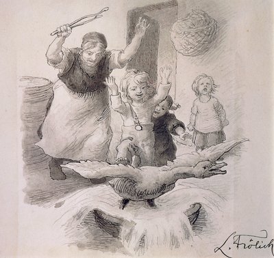 Ošklivé káčátko, ilustrace Lorenze Frolicha (1820-1908) k pohádce Hanse Christiana Andersena (1805-1875). od Lorens Frolich