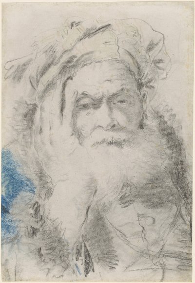 Vousatý stařec opřel si hlavu o ruku od Lorenzo Baldissera Tiepolo