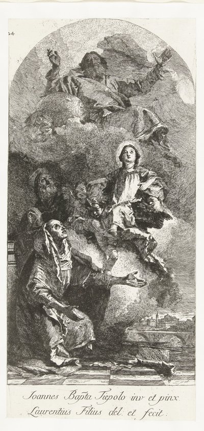 Svatý Joachim a Anna s Bohem Otcem a Pannou Svatá Anna a Joachim s Marií a Bohem Otcem od Lorenzo Baldissera Tiepolo