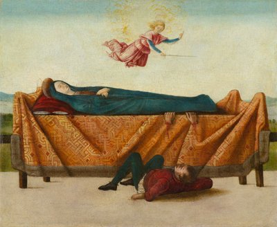 The Miracle of the Catafalque (panel B), cca 1500-1506 (tempera na panelu) od Lorenzo Costa