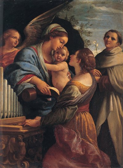 Italsky: Madona s dítětem a svatou Cecílií a Albertem Madona s dítětem, svatou Cecílií a svatým Albertem od Lorenzo Garbieri