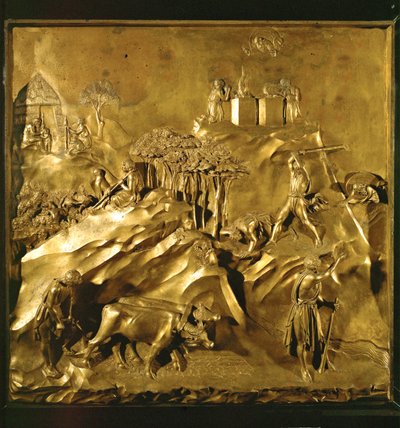 Adamova práce po pádu, Kain zabíjí Ábela (bronz) od Lorenzo Ghiberti