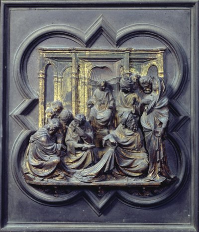 Kristus mezi lékaři, čtvrtý panel Severních dveří baptisteria San Giovanni, 1403-24 (bronz) od Lorenzo Ghiberti