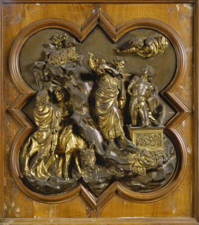Izákova oběť. Původní deska Rajské brány (východní dveře baptisteria), po restaurování. Pozlacený bronz od Lorenza Ghibertiho (1378-1455), 1425-52. Museo dell Bargello, Florencie. Raffael/Leemage854 od Lorenzo Ghiberti