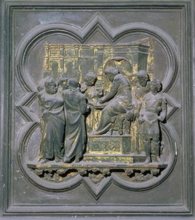 Pilát Pontský myje si ruce před Kristem, šestnáctý panel Severních dveří baptisteria San Giovanni, 1403-24 (bronz) od Lorenzo Ghiberti