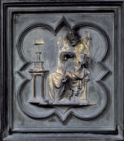 Svatý Augustin, panel H severních dveří baptisteria San Giovanni, 1403-24 (bronz) od Lorenzo Ghiberti