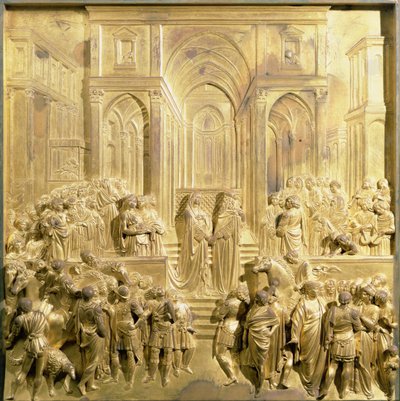 Setkání krále Šalamouna a královny ze Sáby, originální panel z East Doors of the Baptistery od Lorenzo Ghiberti