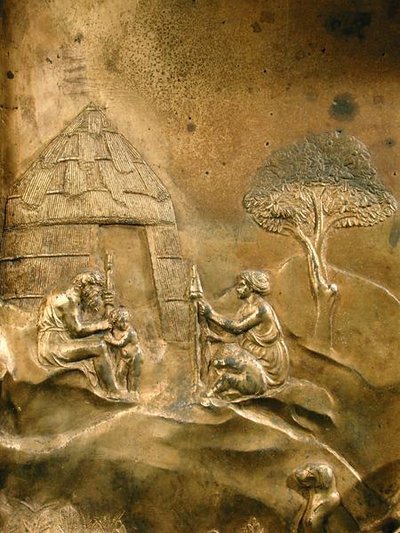 Příběh Kaina a Ábela, detail z původního panelu z východních dveří baptisteria od Lorenzo Ghiberti