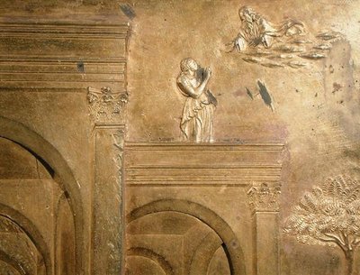 Příběh Jákoba a Ezaua, detail z původního panelu z Východních dveří baptisteria od Lorenzo Ghiberti