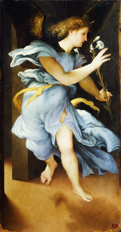 Announcing Angel, cca 1525, Lorenzo Lotto (1480 cca 1556), olej na panelu, 82x42 cm od Lorenzo Lotto