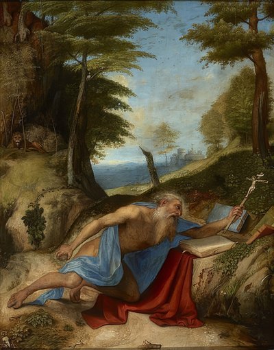 Kajícný svatý Jeroným. Kolem roku 1513 od Lorenzo Lotto