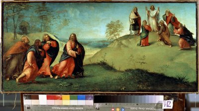 Kristus vede apoštoly na horu Tábor. Místo proměnění Krista se nachází v Izraeli. Obraz od Lorenza Lotta (1480-1556) od Lorenzo Lotto