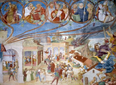 Umučení svaté Barbory, detail z Příběhů svaté Barbory od Lorenzo Lotto