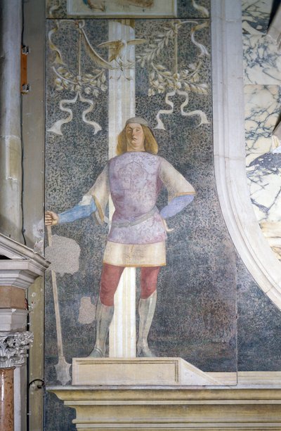 Stránka, detail z Tombostone senátora Agostina Oniga od Lorenzo Lotto