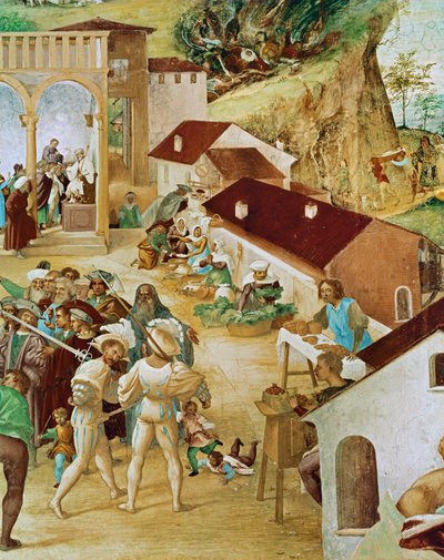 Pravá strana Capella Suardi, kostel Santa Barbara v ... (nástěnná malba) od Lorenzo Lotto