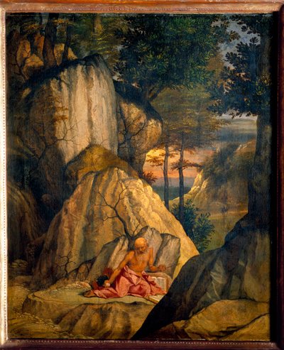 Svatý Jeroným meditující v poušti. Obraz Lorenza Lotta (1480 - 1556) Ec. Ital. od Lorenzo Lotto