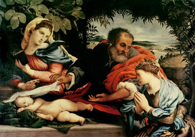 Svatá rodina se svatou Kateřinou Alexandrijskou, 1533 od Lorenzo Lotto