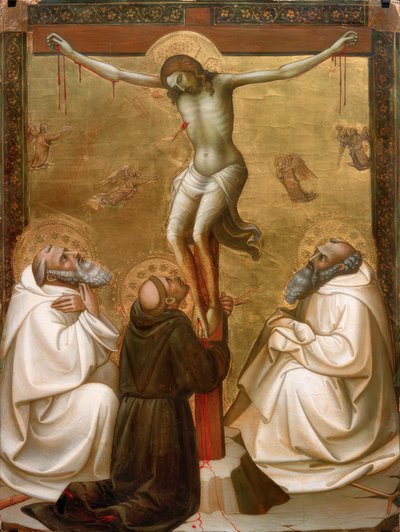 Kristus na kříži se svatým Benediktem, Františkem a Romualdem od Lorenzo Monaco