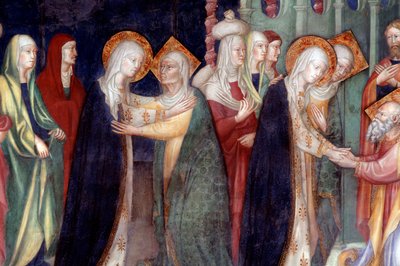 Návštěva Marie u svaté Alžběty, detail (Freska od Lorenzo Salimbeni