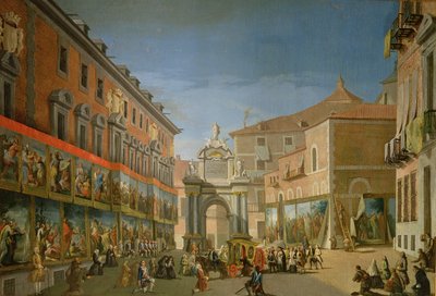 Vítězný oblouk Panny Marie na hlavní ulici v Madridu (olej na plátně) od Lorenzo de Quiros