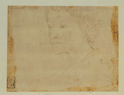 Portrét chlapce s kudrnatými vlasy, tři čtvrtiny směrem doleva ... od Lorenzo di Credi
