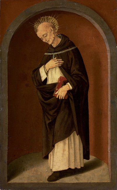 Svatý Bernardino ze Sieny, v sochařském výklenku od Lorenzo di Credi