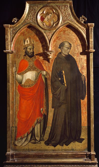 Svatý Mikuláš z Bari a svatý František z Assisi Malba Lorenza di Niccolo Geriniho (14.-15. století) Slunce 153,6x85,5 cm Assisi, Muzeum pokladnice baziliky San Francesco. Perkins College od Lorenzo di Niccolo Gerini