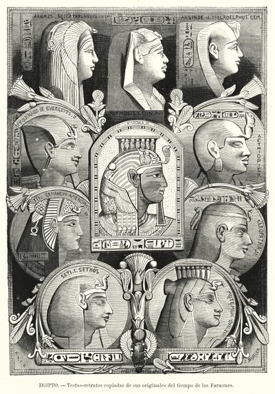 Starověké egyptské portrétní hlavy (litho) od Lothar Michael Burger