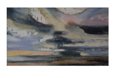 Turner In Translation 2, 2016, olej a šelak na gesso panelu od Lou Gibbs