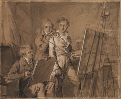 Tři mladí umělci ve studiu od Louis Leopold Boilly