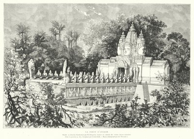 Brána Angkor, Kambodža (rytina) od Louis (after) Delaporte