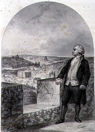 Honore Gabriel Riqueti, hrabě z Mirabeau (1749-91) na opevnění Paříže, rytina Philiberta Langloise (rytina) od Louis (after) Marckl