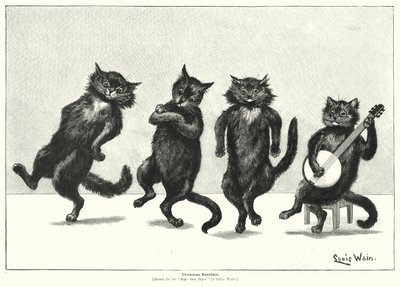 Kočky tančí (litho) od Louis (after) Wain