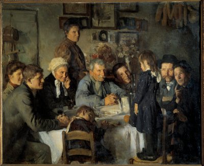 Zlatá svatba Rodinné jídlo rolníků. Obraz Louis Adolphe Dechenaud (1868-1926) 1909 Sun. 1,66x2,03 m Dijon, Musee des Beaux Arts od Louis Adolphe Dechenaud