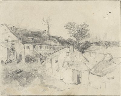pohled na vesnici od Louis Adolphe Hervier