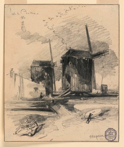 Větrné mlýny od Louis Adolphe Hervier
