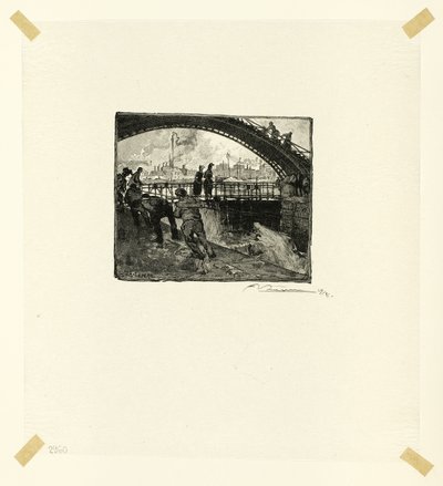 Zdymadlo kanálu Saint-Martin, šestá deska z knihy Le Long de la Seine et des Boulevards od Louis Auguste Lepère