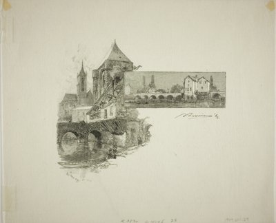 Moret: mlýn na dřevo od Louis Auguste Lepère