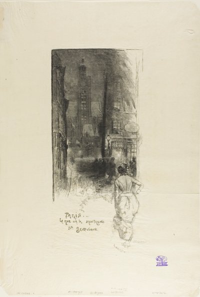 Paříž: Rue de la Montagne-Ste-Geneviève od Louis Auguste Lepère