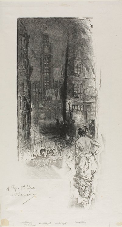 Paříž: Rue de la Montagne-Ste-Geneviève od Louis Auguste Lepère
