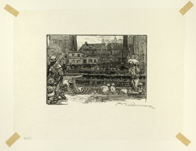 Vykladači omítky, třetí deska z knihy Le Long de la Seine et des Boulevards od Louis Auguste Lepère