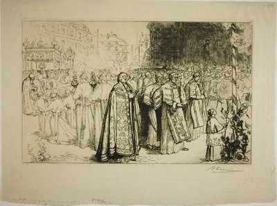Opětovný vstup průvodu do katedrály v Nantes od Louis Auguste Lepère